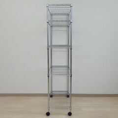 ワイヤーシェルフ５段（キャスター付き）【小金井市民限定】（小金井市再生家具）品番：10-01-08 ※新規優先の画像
