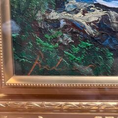 絵画　渓流　木製フレームの画像