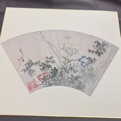 色紙絵　水恋鳥、秋草図　木製フレームの画像