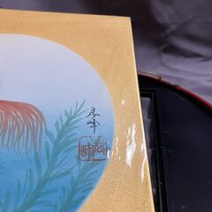 絵画　金魚　丸型木製フレームの画像