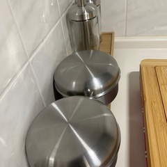 【新品未使用】 レトロ調トレーパンCUT-ステンレス製容器2品ステンレス調味料入2品の画像
