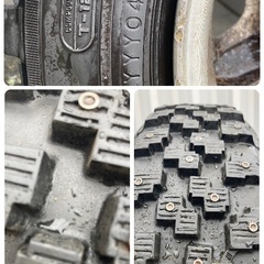 手渡し限定 フルピン スパイクタイヤ 155/65R13 アドバン MT－14 おまけホイール付き 5J オフセット45 ハブ径59ミリ 4穴 ピッチ100の画像