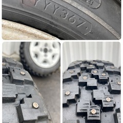 手渡し限定 フルピン スパイクタイヤ 155/65R13 アドバン MT－14 おまけホイール付き 5J オフセット45 ハブ径59ミリ 4穴 ピッチ100の画像