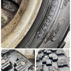手渡し限定 フルピン スパイクタイヤ 155/65R13 アドバン MT－14 おまけホイール付き 5J オフセット45 ハブ径59ミリ 4穴 ピッチ100の画像