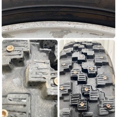 手渡し限定 フルピン スパイクタイヤ 155/65R13 アドバン MT－14 おまけホイール付き 5J オフセット45 ハブ径59ミリ 4穴 ピッチ100の画像