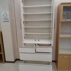 リユースのサカイ栃木店★ジモティ割あり★  食器棚 ホワイト W80×D42.5×H201 クリーニング済み TC10960の画像
