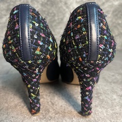 【極美品】DIANA 23cm ツイード　パンプス　ビジュー　ラウンドトゥの画像