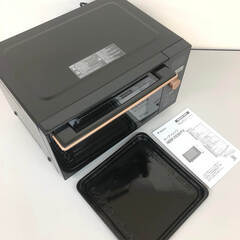  ss7695　ヤマゼン オーブンレンジ NERP-F0181TV(B) 18L ブラック 取扱説明書付 YAMAZEN 縦開き 黒 フラットタイプ シンプル オーブンレンジ 中古の画像