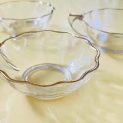クリヤマ ホワイトレリィ フリルカップ デザートカップ 5客セット 昭和レトロ ガラスカップの画像