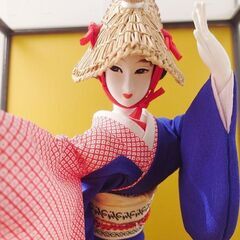 佐渡おけさ人形　ガラスケース入りの画像