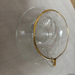 クリヤマ　金彩グラスカップ　ケーキ皿4客の画像