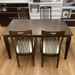 ジモティー限定価格！S202⭐ 大塚家具 ダイニング5点セット カンナD2T タモダーク 幅140cm USEDの画像