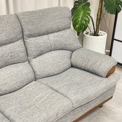 KJ-15【新入荷　リサイクル品】ニトリ　ハイバック　3シーターソファ　グレー　オットマンの画像