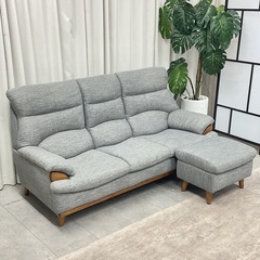 KJ-15【新入荷　リサイクル品】ニトリ　ハイバック　3シーターソファ　グレー　オットマンの画像