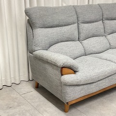 KJ-15【新入荷　リサイクル品】ニトリ　ハイバック　3シーターソファ　グレー　オットマンの画像
