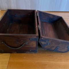 アンティーク風木製宝箱収納ボックストレジャーチェスト ヴィンテージの画像