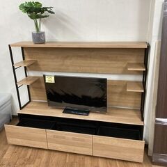 ジモティー限定価格！S371 ⭐ CRAFTKOGA クラフトコガ 壁面テレビボード オーク 幅178cm USED 美品の画像