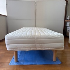 激安美品無印 高密度ポケットコイルマットレス 脚付き　マットカバー洗濯済み　中古品の画像