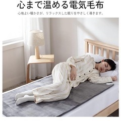 電気毛布 敷用 140×80cm グレー　8段階温度4段階タイマー 水洗いの画像