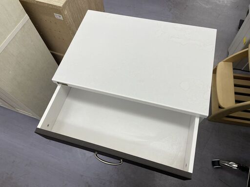 食器棚 幅58×奥行40×高さ82.5ｃｍ ホワイト×ダークブラウン キッチン収納 引き出し 扉 札幌市手稲区