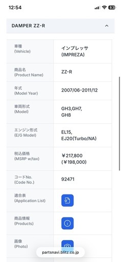 車高調　ブリッツ　ZZ-R
インプレッサ