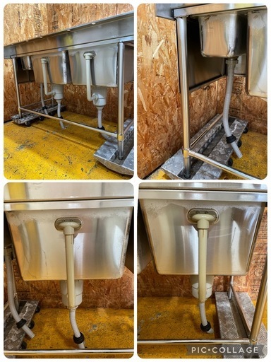 C(7541) マルゼン 2槽 ダスト付き ソイルドシンク W1800D700H800BG120 業務用 ステンレス 厨房用 飲食店 