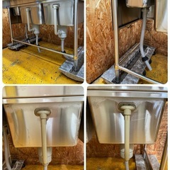 C(7541) マルゼン 2槽 ダスト付き ソイルドシンク W1800D700H800BG120 業務用 ステンレス 厨房用 飲食店 店舗用 直接引き取り歓迎 大阪の画像