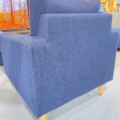 G6★モデルルーム品★1人掛けソファ オットマン付き ファブリック 布製 ネイビー ゆったり シンプル リラックスの画像