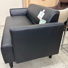 《リユースマン倉敷》2人掛けレザーミニソファブラックの画像