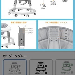 歩行器　高さ調整可、トレイ付き　の画像