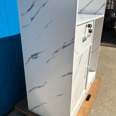 DW東(1006k1) 大理石風 キャビネット 受付 カウンター レジテーブル レジ台 棚 収納 引き出し 鍵付き の画像