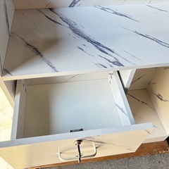 DW東(1006k1) 大理石風 キャビネット 受付 カウンター レジテーブル レジ台 棚 収納 引き出し 鍵付き の画像
