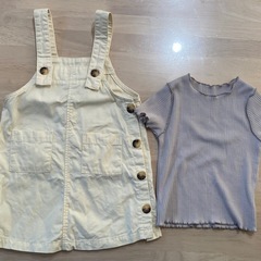 女の子　上下セット　服90 サロペット80 の画像