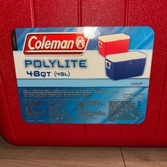美品✨　Coleman　コールマン　USA製　 クーラーボックス 45L ポリライト　POLYLITE 　48QT レッドの画像