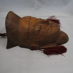 [1578]弥勒菩薩　木製　彫刻 お面　縁起物の画像