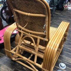 【中古品】天然籐 リクライニングチェア ラタン 三つ折り 長椅子 ヴィンテージ 生活家具の画像