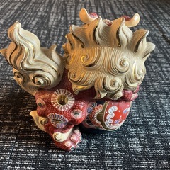 昭和レトロ 九谷焼 玉乗り獅子 玉乗りシーサー 置物の画像