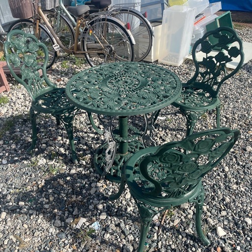 ガーデンテーブルセット チェア2脚 アイアン アンティーク ローズ