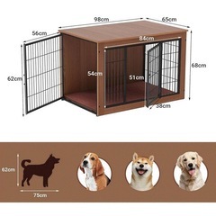 新品 Lサイズ　ブラウン　　Alebert 犬 ケージ ペットケージ 木製 ペットサークル 大中型犬用 サークル の画像