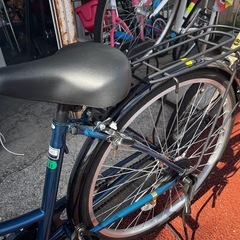 万代店 サイモト パティオボックス 26インチ 自転車 ママチャリ ネイビーブルー 鍵付きの画像