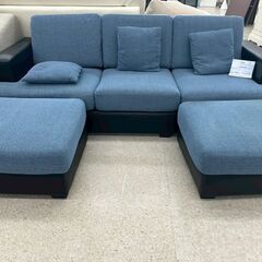 ★リユースのサカイ高崎店★TJ12991  3人掛けソファー 青黒 H63×D85×W198 クリーニング済みの画像