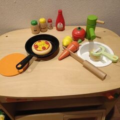 森のアイランドキッチン　木製　野菜などセット　エドインターの画像