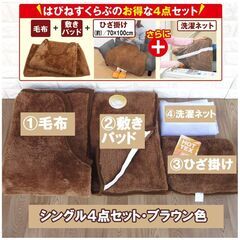 【実店舗閉店の為マイナス処分】めちゃ安！４点セット吸湿発熱ホットテックス毛布＋敷きパッド＋ひざ掛け＋洗濯ネットの画像