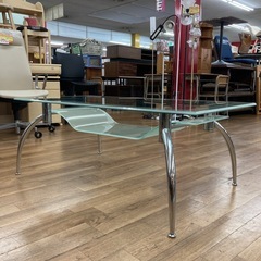 S264 ⭐ ガラステーブル センターテーブル 大きめ 幅120cm USEDの画像
