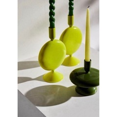 H&M HOME ガラスキャンドルスタンド キャンドルホルダー　ライムグリーンの画像