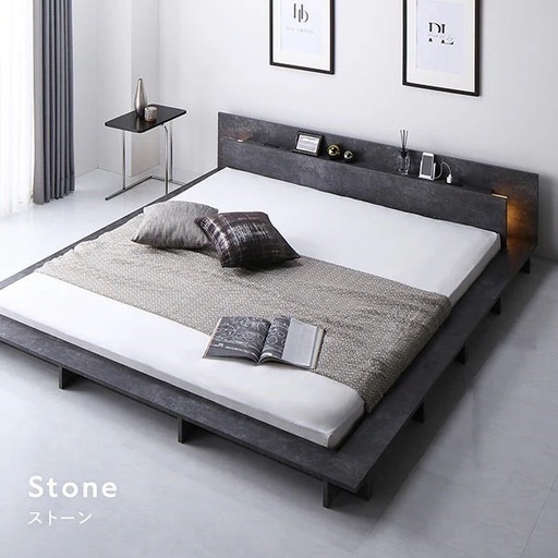 【販売先決定】RASIK LED照明付きステージベッド　※クイーンサイズ　ボンネルコイルマットレス付き