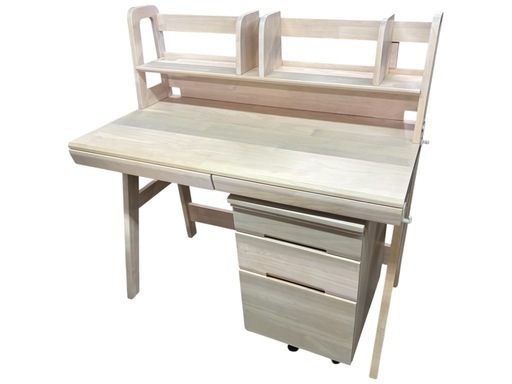 NO.2587【美品】ニトリ ロータイプデスク ティムス WW 学習机 ワゴンセット 家具 中古