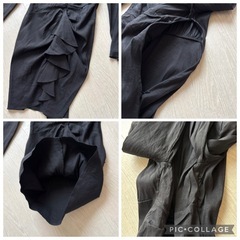 ZARA ワンピース  M 黒 長袖 ストレッチ 肩パッド入り パーティードレスの画像