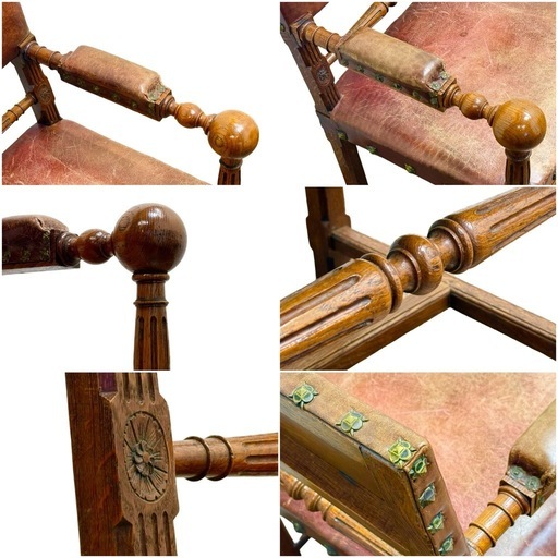 ◯Lloyd's Antiques ロイズアンティーク レザーアームチェア 革 ダイニングチェア 英国 イギリス オーク材 ヴィンテー