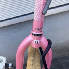 【値下げしました】一輪車 ピンク 子供用 16インチ ※スタンド・プロテクター付の画像